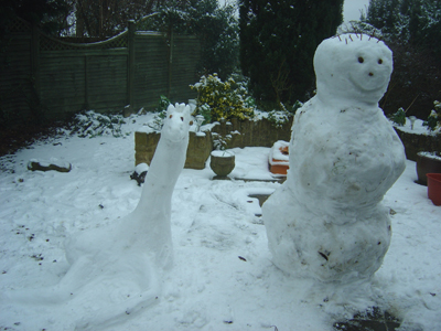 Snow Giraffe and Snow Man